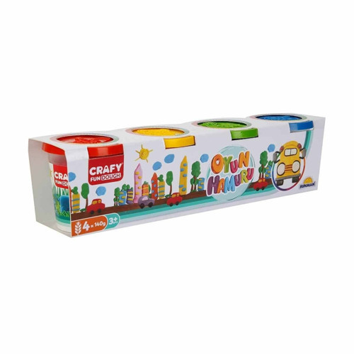 0915 Crafy 4'lü Oyun Hamuru 560 gr. Kız Erkek Çocuk Oyuncak Eğitici Oyuncaklar
