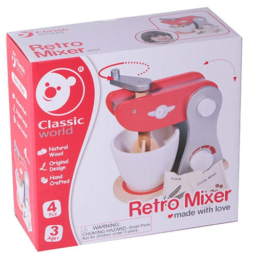 Classic World Ahşap Nostaljik Kırmızı Mikser Kız Erkek Çocuk Oyuncak Eğitici Oyuncaklar