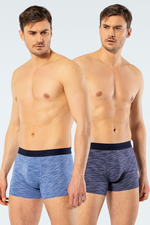 Erkek 2'li Inkjet Melanj Boxer 1324/Lacivert-Mavi