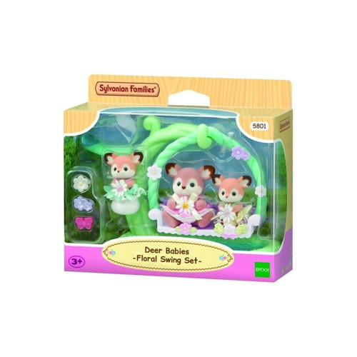 5801 Sylvanian Families Geyik Bebekler ve Çiçekli Salıncak Seti +3 yaş Kız Erkek Çocuk Oyuncak Eğiti