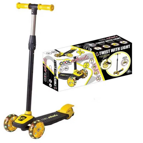 Cool Wheels Twist Led Işıklı 3 Tekerlekli Scooter Sarı Kız Erkek Çocuk Oyuncak Eğitici Oyuncaklar