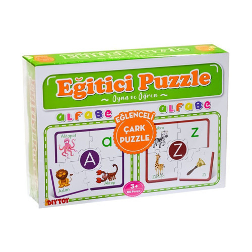 7197 Çark Puzzle Alfabe -Oyna Öğren - Dıytoy Kız Erkek Çocuk Oyuncak Eğitici Oyuncaklar
