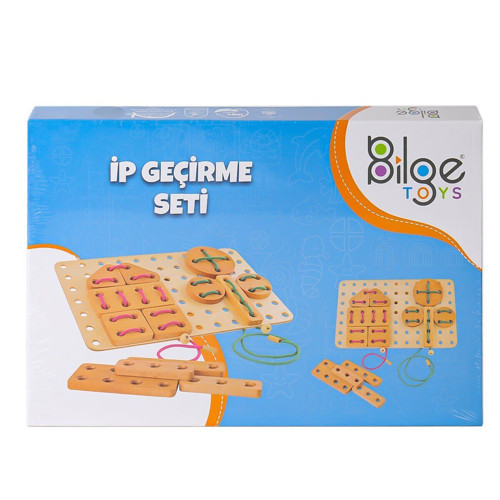 BLG-111 Ahşap İp Geçirme Oyun Seti Kız Erkek Çocuk Oyuncak Eğitici Oyuncaklar