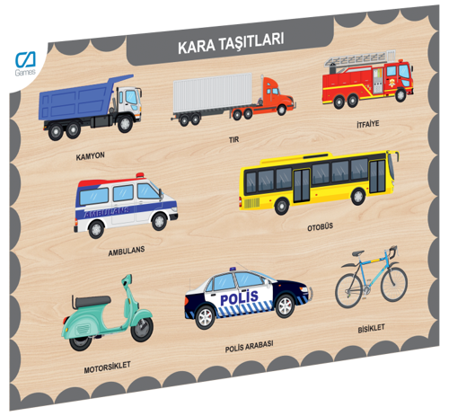 675 CAAHS-3200 CA GAMES AHŞAP KARA TAŞITLARI BUL-TAK Kız Erkek Çocuk Oyuncak Eğitici Oyuncaklar