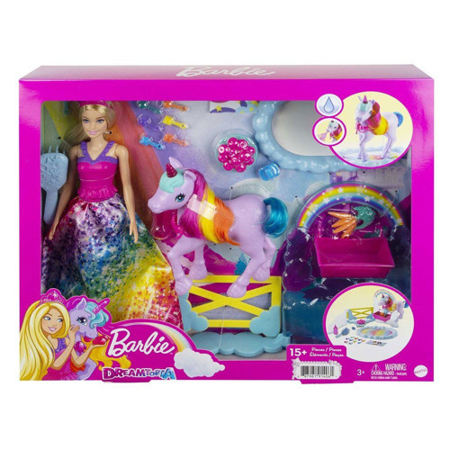 GTG01 Barbie, Bebek ve Tek Boynuzlu At, Dreamtopia Hayaller Ülkesi Kız Erkek Çocuk Oyuncak Eğitici O