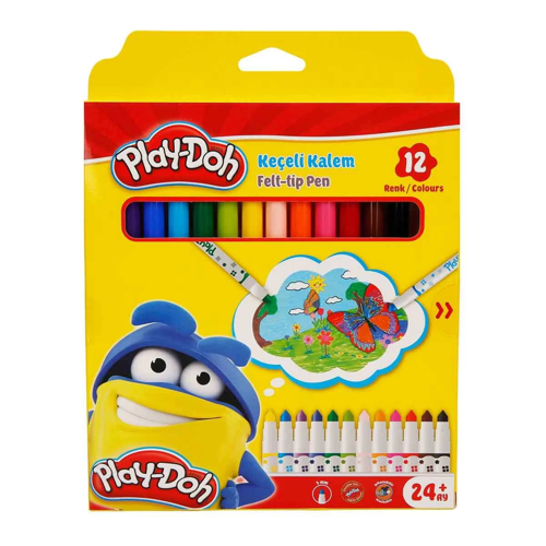 Play-Doh Keçeli Kalem 12 Renk Karton Kutu Kız Erkek Çocuk Oyuncak Eğitici Oyuncaklar