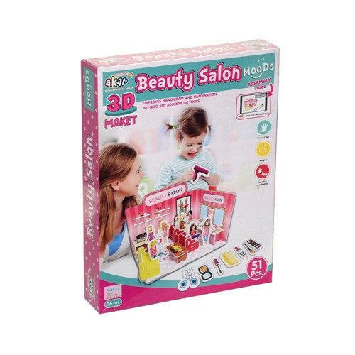 Güzellik Salonu Maket 3 Boyutlu Puzzle Kız Erkek Çocuk Oyuncak Eğitici Oyuncaklar