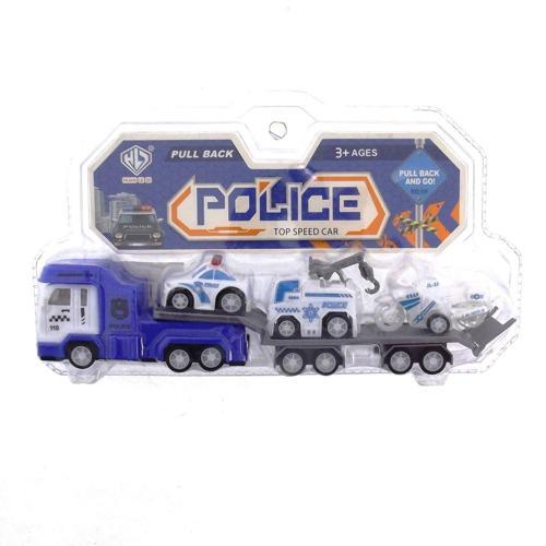 Çek Bırak Taşıyıcı Polis Tırı ve Mini Araçlar Kız Erkek Çocuk Oyuncak Eğitici Oyuncaklar