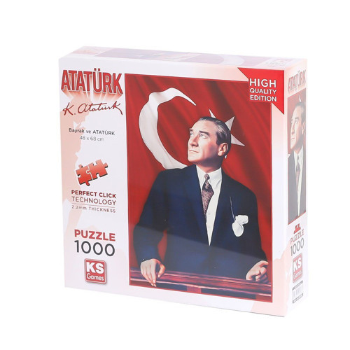 20728 Atatürk ve Türk Bayrağı 1000 Parça Puzzle -KS Puzzle Kız Erkek Çocuk Oyuncak Eğitici Oyuncakla