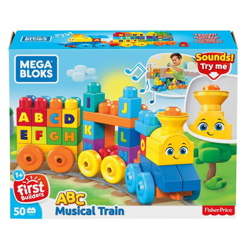 FWK22 Mega™ Bloks, Müzikli Alfabe Treni, 50 parça, +1 yaş Kız Erkek Çocuk Oyuncak Eğitici Oyuncaklar