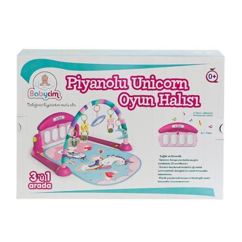 HE0632 HE0639 Pink Babycim Unicorn Pianolu Oyun Halısı Kız Erkek Çocuk Oyuncak Eğitici Oyuncaklar