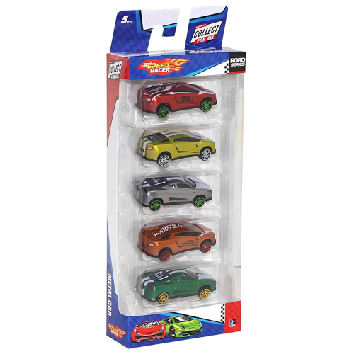 Speed Racer Road Series Metal Model Araba Seti 5'li Kız Erkek Çocuk Oyuncak Eğitici Oyuncaklar