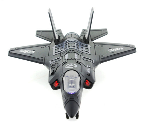 Çek Bırak Metal F-35 Benzeri Koyu Gri Savaş Uçağı Sesli Işıklı Kız Erkek Çocuk Oyuncak Eğitici Oyunc