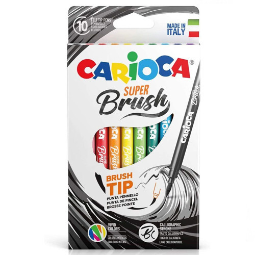 Carioca Keçeli Boya Süper Brush Fırça Uçlu 10'lu 42937 Kız Erkek Çocuk Oyuncak Eğitici Oyuncaklar