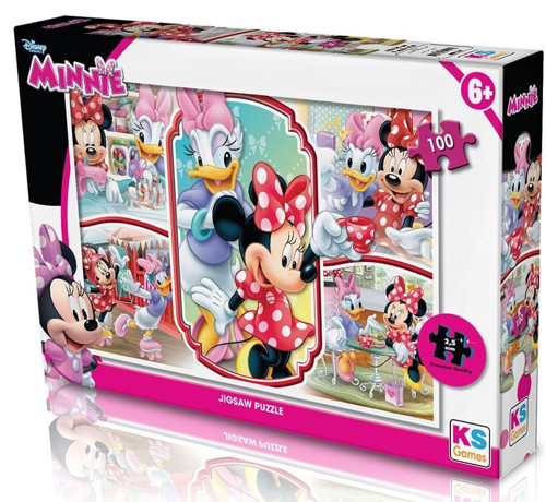 KS Puzzle 100 Parça Minnie Mouse Kız Erkek Çocuk Oyuncak Eğitici Oyuncaklar