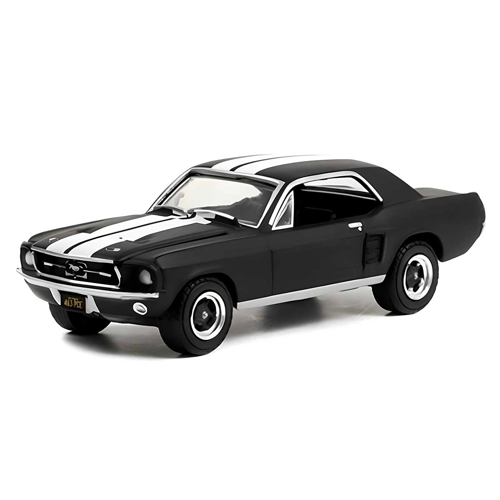 Greenlight 1:64 1967 Ford Mustang Coupe In Black With White Stripes Kız Erkek Çocuk Oyuncak Eğitici