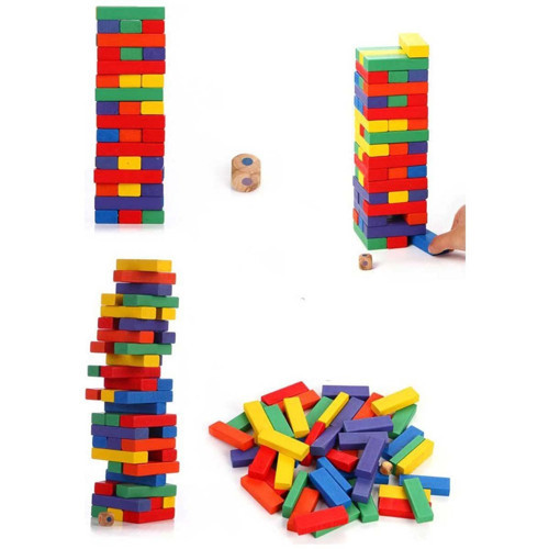 Playwood Renkli Ahşap Denge Oyunu 54 Parça Kız Erkek Çocuk Oyuncak Eğitici Oyuncaklar