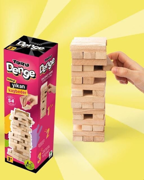 Ahşap Denge Blokları 54 Parça Kız Erkek Çocuk Oyuncak Eğitici Oyuncaklar
