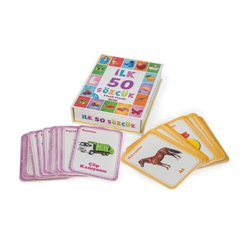 1161 DıyToy, Flash Cards - İlk 50 Sözcük / +12 ay Kız Erkek Çocuk Oyuncak Eğitici Oyuncaklar