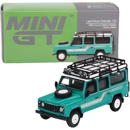 Mini GT 1-64 Land Rover Defender 110 1985 County Station Wagon Trident Green Kız Erkek Çocuk Oyuncak