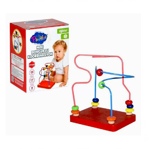 Playwood Kutuda Ahşap Mini Boncuklu Koordinasyon Kız Erkek Çocuk Oyuncak Eğitici Oyuncaklar