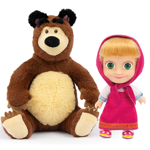 Masha ile Koca Ayı 20cm Peluş 12cm Bebek MHA21000 Kız Erkek Çocuk Oyuncak Eğitici Oyuncaklar