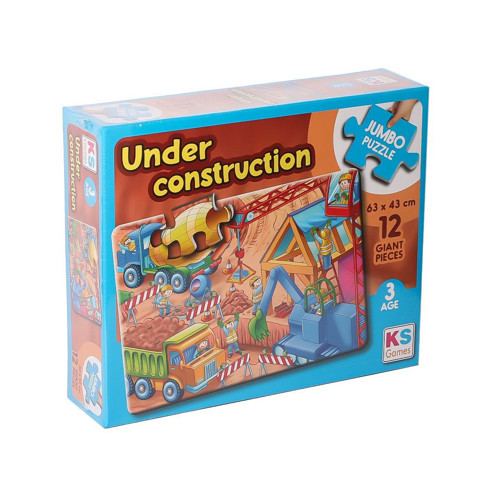 JP 314004 Under Construction Jumbo Puzzle 12 Parça Kız Erkek Çocuk Oyuncak Eğitici Oyuncaklar