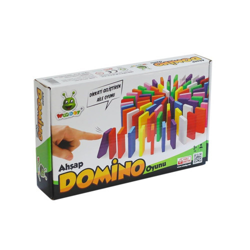 KR116 Ahşap Domino Oyunu Kız Erkek Çocuk Oyuncak Eğitici Oyuncaklar