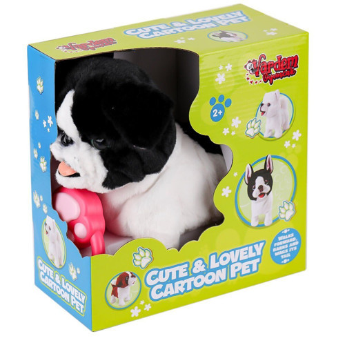PR66308-25T Tasmalı Yürüyen Peluş Fransız Köpeği Kız Erkek Çocuk Oyuncak Eğitici Oyuncaklar