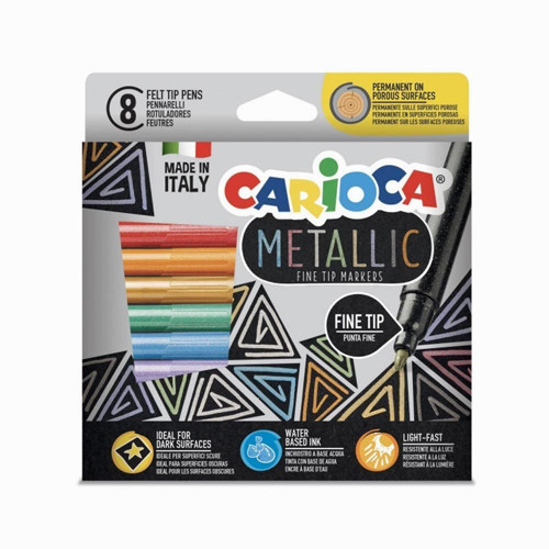 Carioca 8 Renk Fine Tip Metalik Keçeli Kalem Seti Kız Erkek Çocuk Oyuncak Eğitici Oyuncaklar