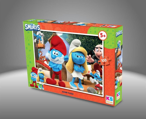 SMR 714 SMURF ŞİRİNLER 100 PRÇ PUZZLE -KS Kız Erkek Çocuk Oyuncak Eğitici Oyuncaklar