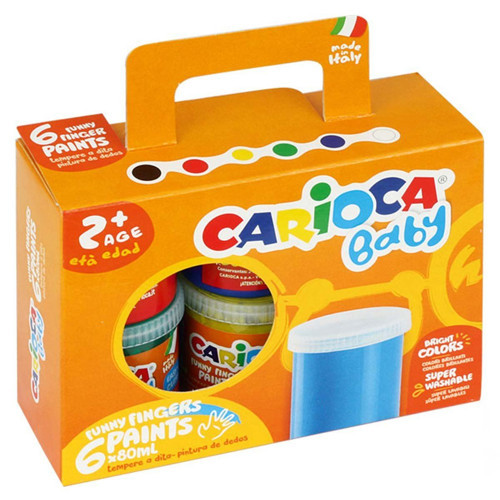 Carioca Yıkanabilir Parmak Boyası 6 Renk Kız Erkek Çocuk Oyuncak Eğitici Oyuncaklar