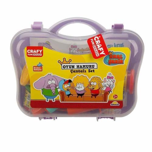 2463 Crafy Kral Şakir Çantalı Oyun Hamuru Seti 200 g 20 Parça Kız Erkek Çocuk Oyuncak Eğitici Oyunca