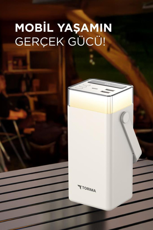 Torima TRM-1041 Beyaz 40000 mAh Type-C + Lightning + USB  Taşınabilir 22,5 W Hızlı Şarj Dijital Göstergeli RGB Led Işıkl 2