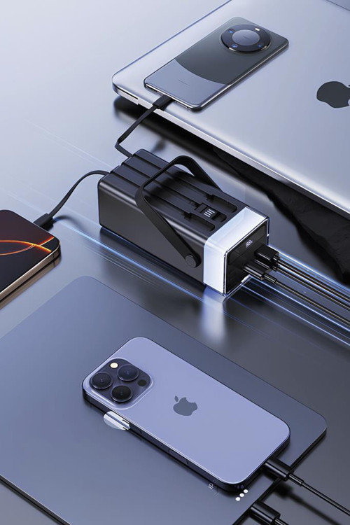Torima TRM-1041 Beyaz 40000 mAh Type-C + Lightning + USB  Taşınabilir 22,5 W Hızlı Şarj Dijital Göstergeli RGB Led Işıkl 3