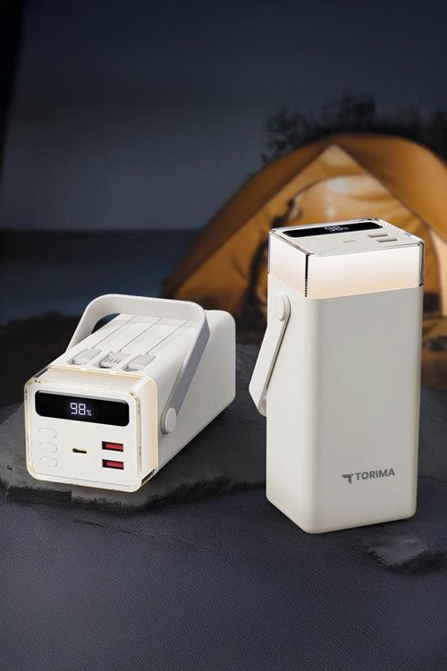 Torima TRM-1041 Beyaz 40000 mAh Type-C + Lightning + USB  Taşınabilir 22,5 W Hızlı Şarj Dijital Göstergeli RGB Led Işıkl 4