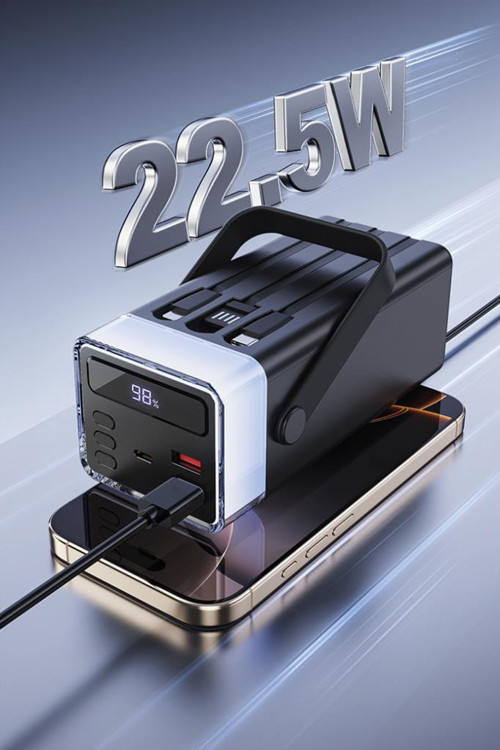 Torima TRM-1041 Beyaz 40000 mAh Type-C + Lightning + USB  Taşınabilir 22,5 W Hızlı Şarj Dijital Göstergeli RGB Led Işıkl 6