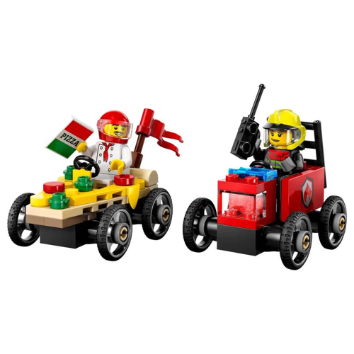 LEGO City Pizza Arabası İtfaiye Kamyonuna Karşı Yarış Arabası Paketi 60458 Kız Erkek Çocuk Oyuncak E