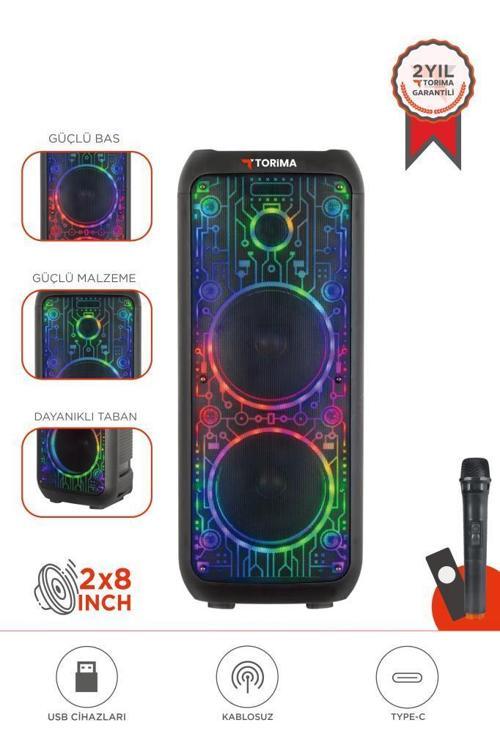 D64 Siyah RGB Ledli Dahili Mikrofon Kumandalı Bluetooth Hoparlör Speaker