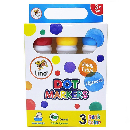 Lino Dot Markers 3'lü Yıkanabilir Kız Erkek Çocuk Oyuncak Eğitici Oyuncaklar