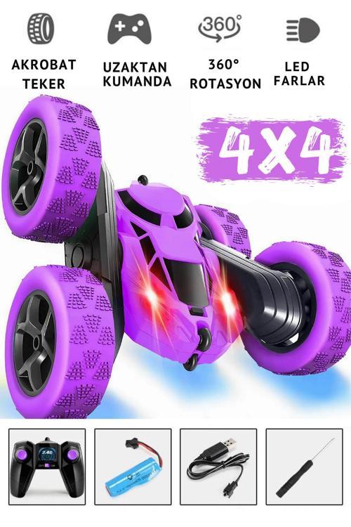 Oyuncak 2.4Ghz Uzaktan Kumandalı Full Fonksiyon 4 Teker Şarjlı Işıklı 4X4 Rc Akrobat Araba