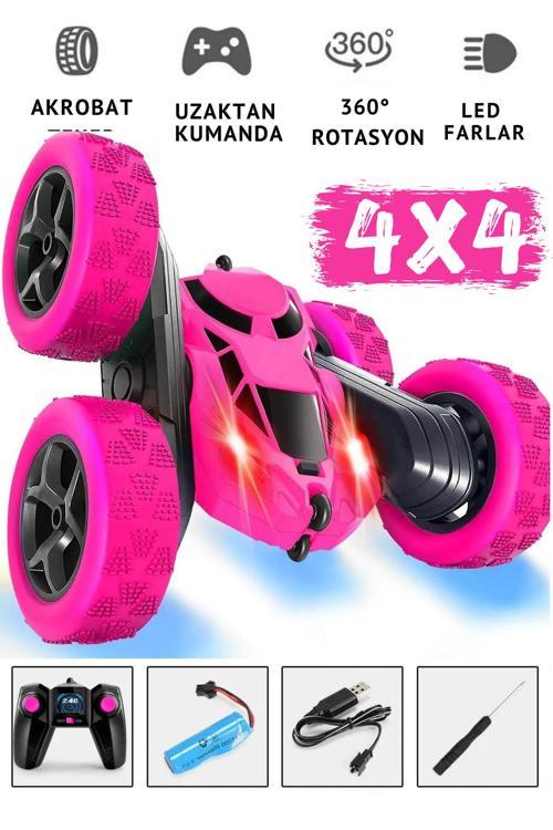 Oyuncak 2.4Ghz Uzaktan Kumandalı Full Fonksiyon 4 Teker Şarjlı Işıklı 4X4 Rc Akrobat Araba