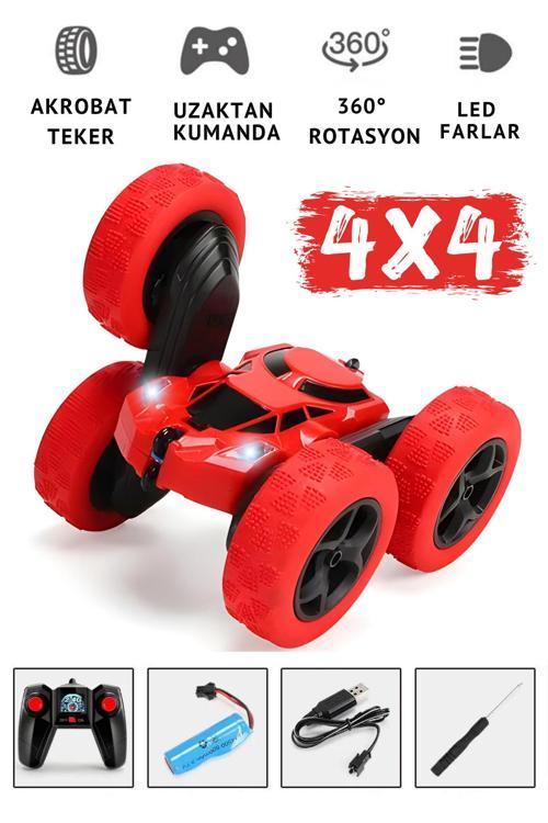 Oyuncak 2.4Ghz Uzaktan Kumandalı Full Fonksiyon 4 Teker Şarjlı Işıklı 4X4 Rc Akrobat Araba
