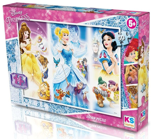 KS Puzzle 50 Parça Disney Prensesler Kız Erkek Çocuk Oyuncak Eğitici Oyuncaklar