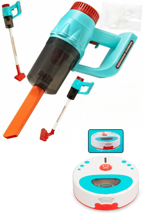 Oyuncak Pilli Dikey Süpürge Ve Robot Süpürge 2'Li Set