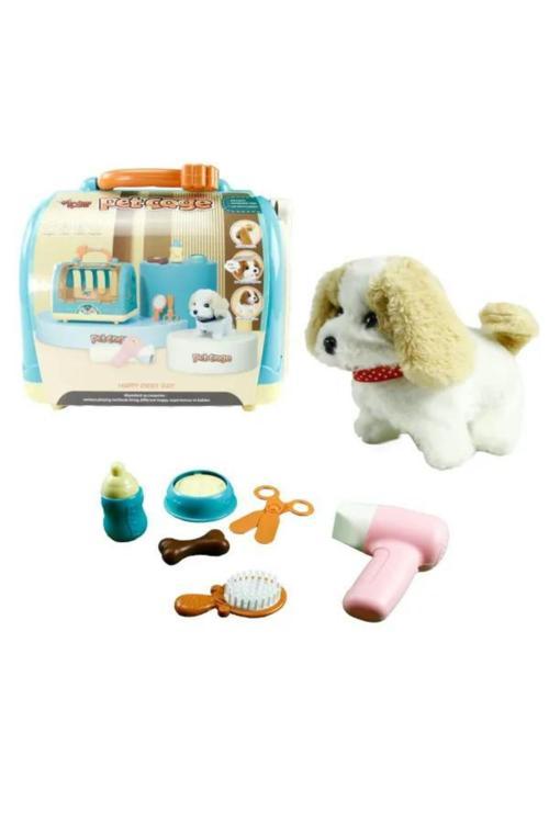 Hareketli Sesli Yürüyen Taşıma Çantalı Peluş Köpek 16 Cm