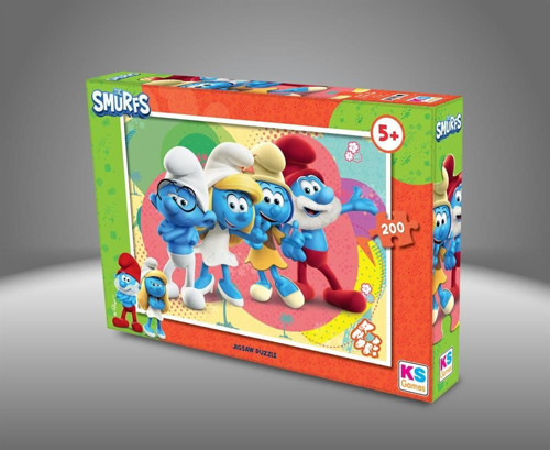 SMR 113 SMURF ŞİRİNLER 200 PRÇ PUZZLE -KS Kız Erkek Çocuk Oyuncak Eğitici Oyuncaklar