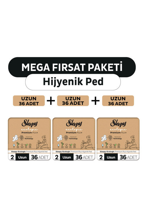 Ecologic Premium Plus Hijyenik Ped Mega Fırsat Paketi Uzun 108 Adet
