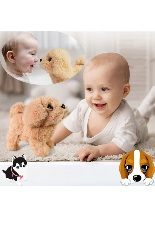 Oyuncak Sesli Hareketli Ağzı Kulağı Ve Patileri Sallanan Pilli Sevimli Peluş Köpekler(2X Pil Hediye)