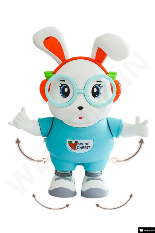 Oyuncak Sesli Işıklı Pilli 25 Cm Dansçı Robot - Dans Eden Dansçı Sevimli Tavşan (Pil Hediyeli)